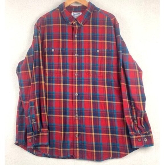 Duluth Trading Co Men's 2XL Slim Fit Plaid Button-Up Red Flannel Shirt - Picture 1 of 8